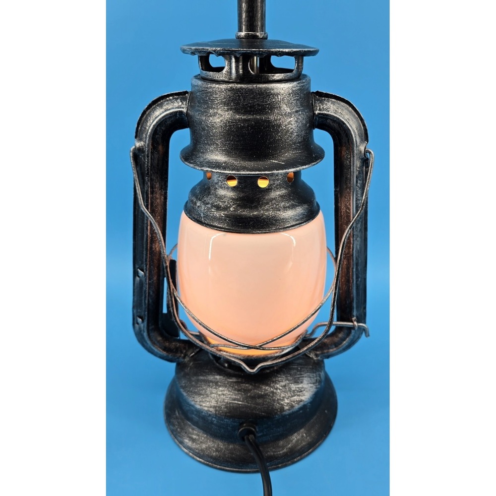 Lantern Table Lamp Living Room Metal & Plastic Touch Dimmable Farmhouse Rustic - Picture 5 of 8